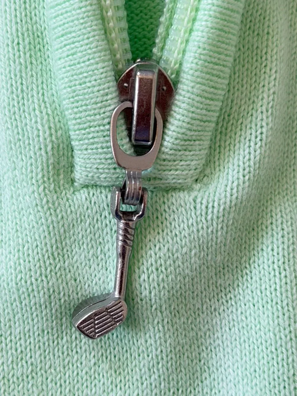 Glenmuir 1891 Cotton Golf Argyle 1/4 Zip Long Sleeve Sweater Ladies Mint Green L